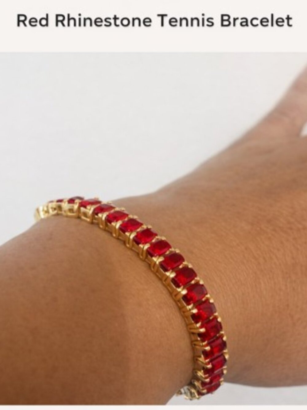 Adjustable Red Rhinestone Tennis Bracelet
